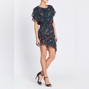 IRO Blame Floral Asymmetrical Flutter Sleeve Dress